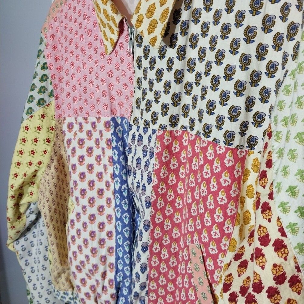 Vtg Sacred Threads Patchwork Jacket Sz L Vibrant … - image 2